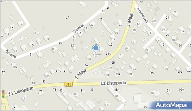 Parczew, 1 Maja, 11, mapa Parczew