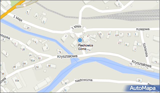 Piechowice, 1 Maja, 1, mapa Piechowice