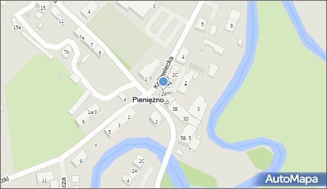 Pieniężno, 1 Maja, 1A, mapa Pieniężno