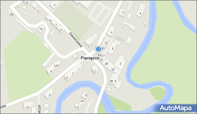 Pieniężno, 1 Maja, 1B, mapa Pieniężno