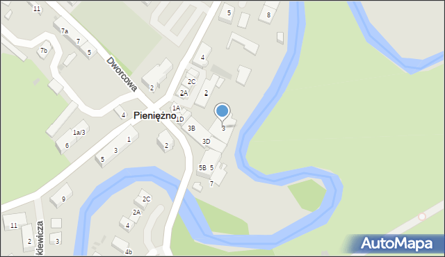 Pieniężno, 1 Maja, 3, mapa Pieniężno