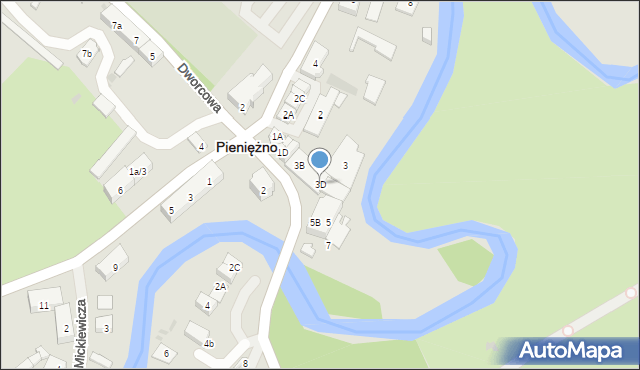 Pieniężno, 1 Maja, 3D, mapa Pieniężno