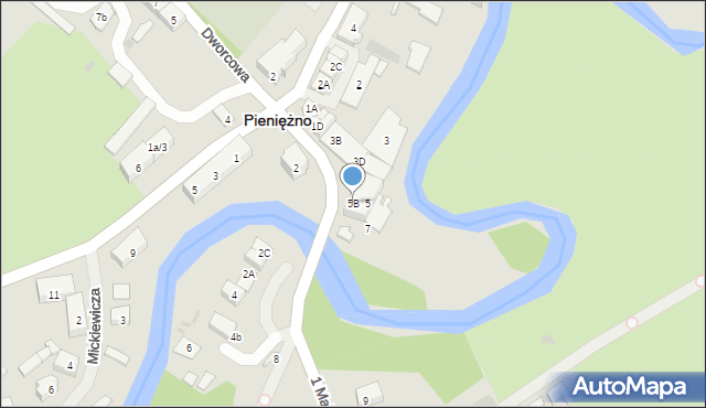 Pieniężno, 1 Maja, 5B, mapa Pieniężno