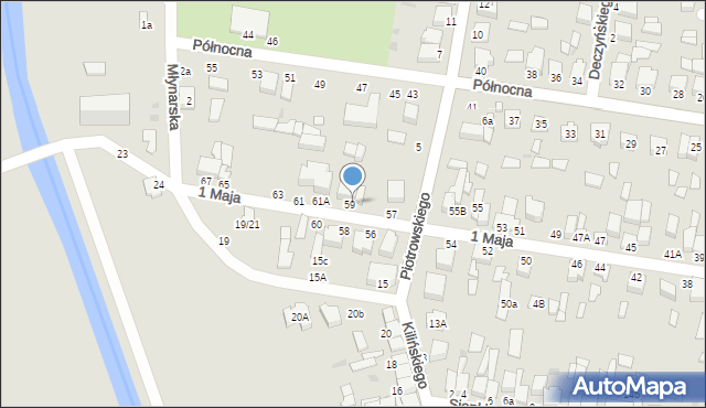 Poddębice, 1 Maja, 59a, mapa Poddębice