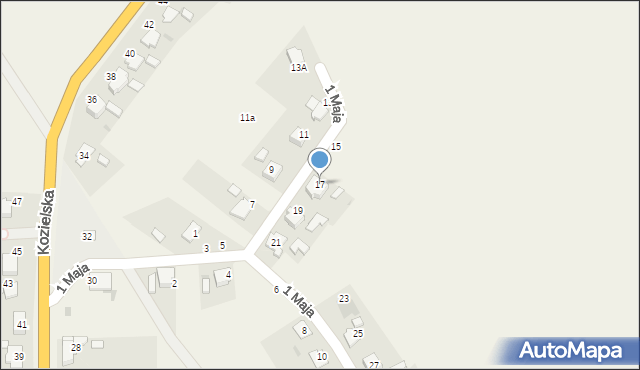 Polska Cerekiew, 1 Maja, 17, mapa Polska Cerekiew