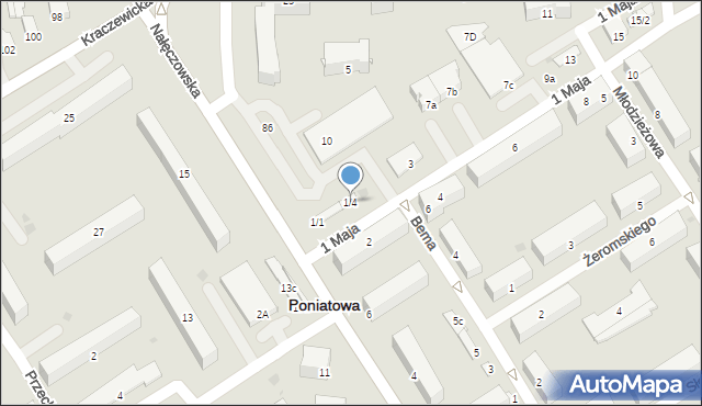 Poniatowa, 1 Maja, 1/4, mapa Poniatowa