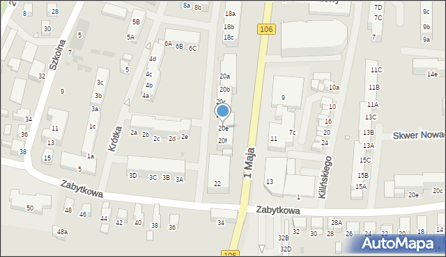 Pyrzyce, 1 Maja, 20e, mapa Pyrzyce