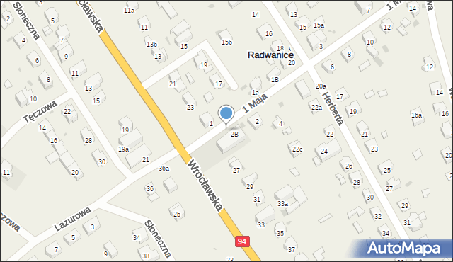 Radwanice, 1 Maja, 2a, mapa Radwanice