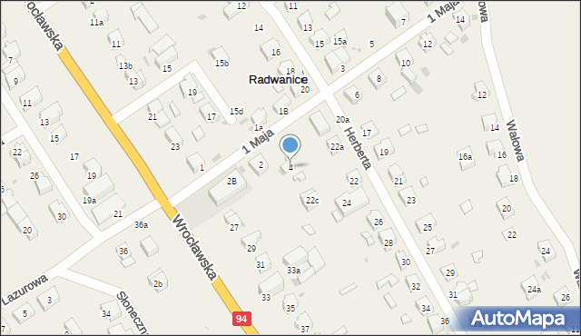 Radwanice, 1 Maja, 4, mapa Radwanice