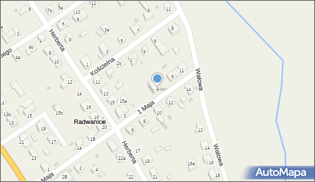 Radwanice, 1 Maja, 7, mapa Radwanice