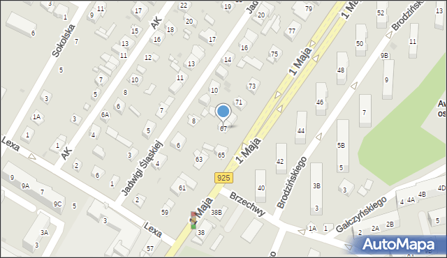 Ruda Śląska, 1 Maja, 67, mapa Rudy Śląskiej