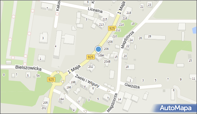 Ruda Śląska, 1 Maja, 204A, mapa Rudy Śląskiej