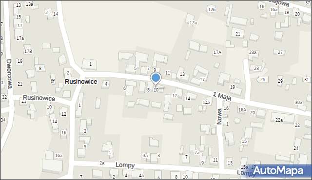 Rusinowice, 1 Maja, 10, mapa Rusinowice