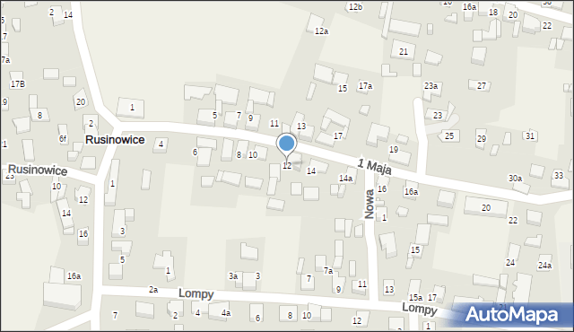 Rusinowice, 1 Maja, 12, mapa Rusinowice