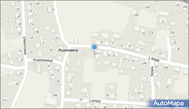 Rusinowice, 1 Maja, 6, mapa Rusinowice