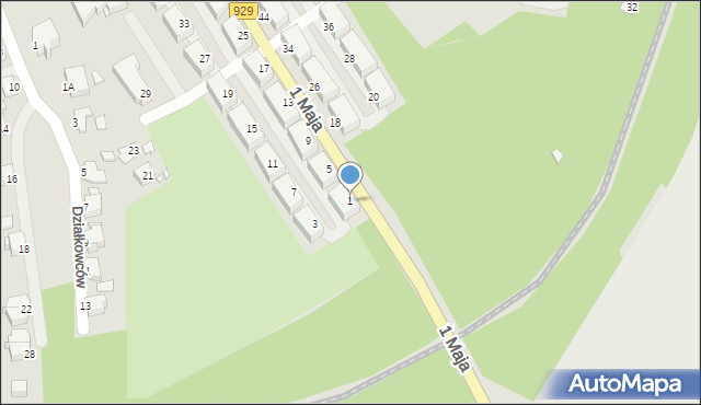 Rybnik, 1 Maja, 1, mapa Rybnika