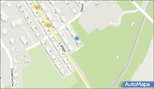 Rybnik, 1 Maja, 20, mapa Rybnika