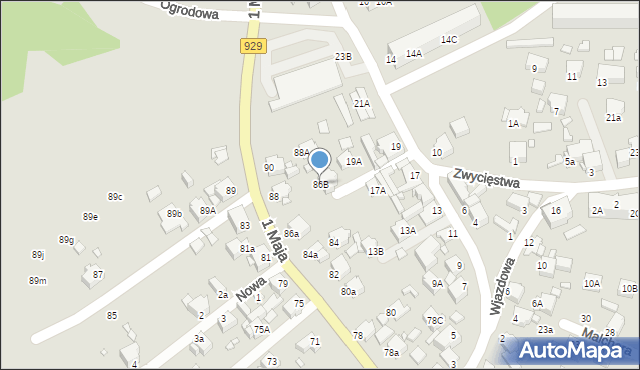 Rybnik, 1 Maja, 86B, mapa Rybnika