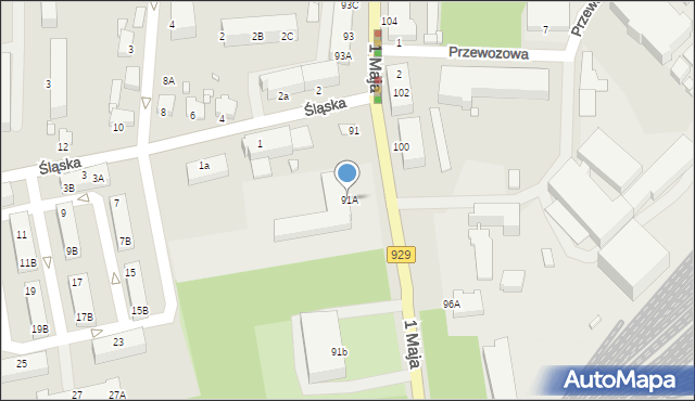 Rybnik, 1 Maja, 91A, mapa Rybnika