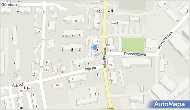 Rybnik, 1 Maja, 93A, mapa Rybnika