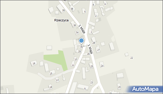 Rzeczyca, 1 Maja, 31, mapa Rzeczyca