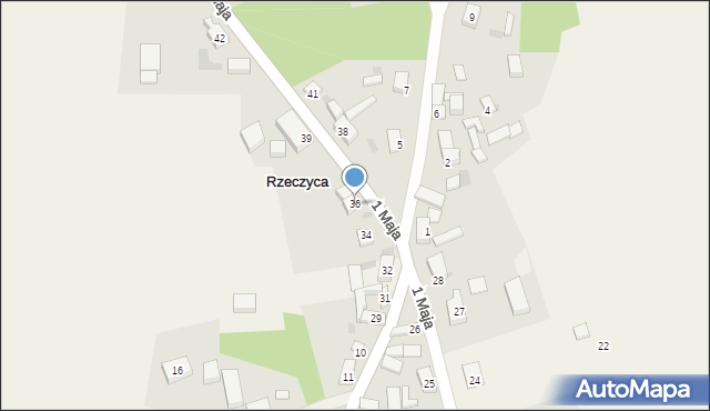 Rzeczyca, 1 Maja, 36, mapa Rzeczyca