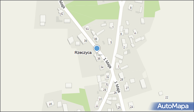 Rzeczyca, 1 Maja, 37, mapa Rzeczyca