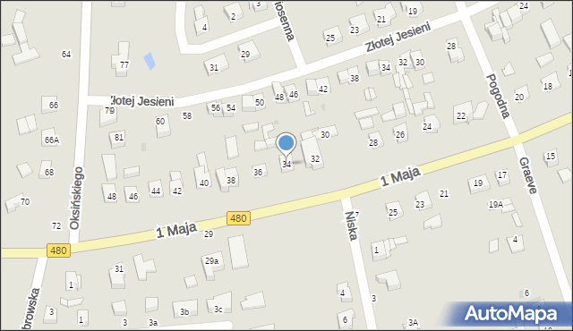 Sieradz, 1 Maja, 34, mapa Sieradz