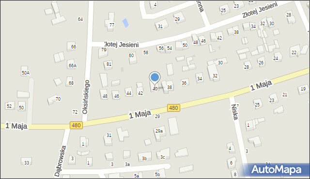 Sieradz, 1 Maja, 40, mapa Sieradz