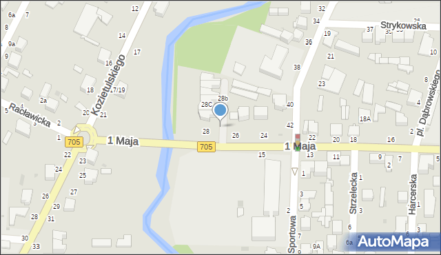 Skierniewice, 1 Maja, 28a, mapa Skierniewic