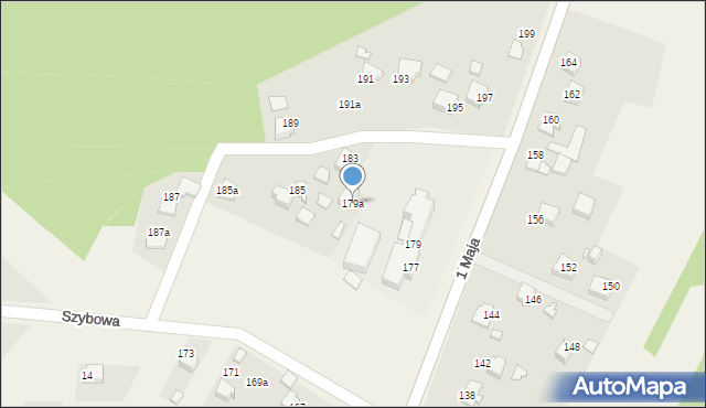 Skrzyszów, 1 Maja, 179a, mapa Skrzyszów