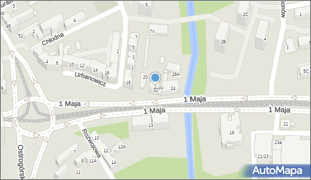 Sosnowiec, 1 Maja, 22, mapa Sosnowca