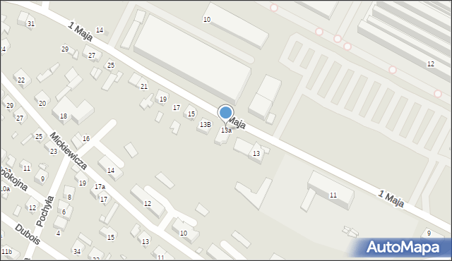 Starachowice, 1 Maja, 13a, mapa Starachowic