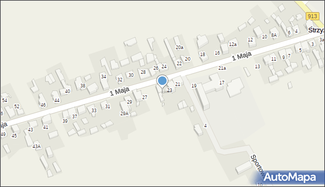 Strzyżowice, 1 Maja, 25, mapa Strzyżowice