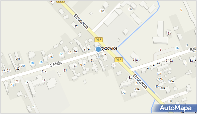 Strzyżowice, 1 Maja, 3, mapa Strzyżowice