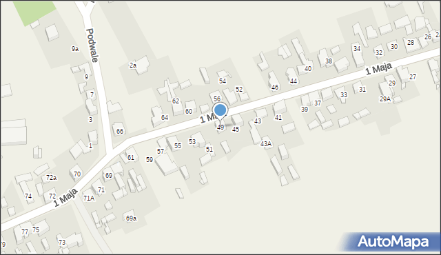 Strzyżowice, 1 Maja, 49, mapa Strzyżowice