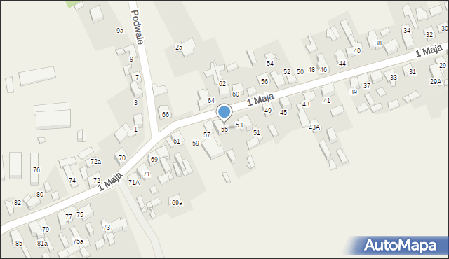 Strzyżowice, 1 Maja, 55, mapa Strzyżowice