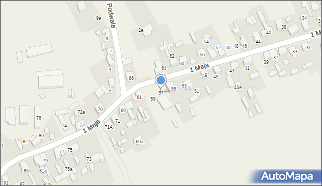 Strzyżowice, 1 Maja, 57, mapa Strzyżowice