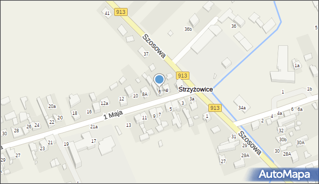 Strzyżowice, 1 Maja, 6, mapa Strzyżowice