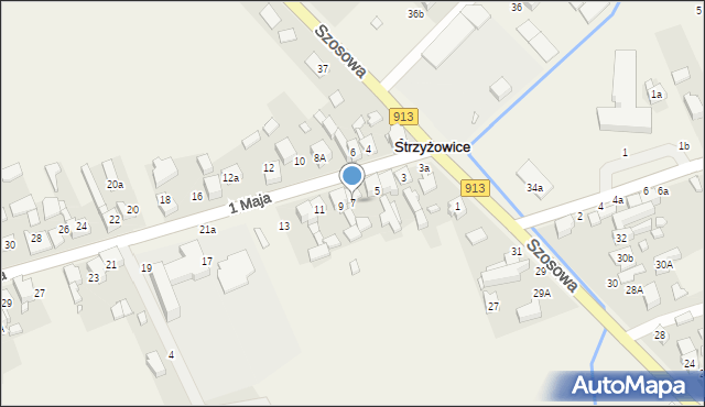 Strzyżowice, 1 Maja, 7, mapa Strzyżowice