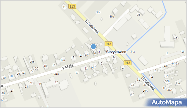 Strzyżowice, 1 Maja, 8, mapa Strzyżowice