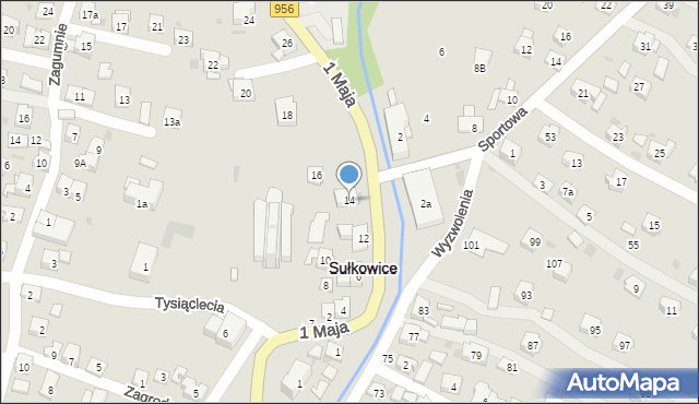 Sułkowice, 1 Maja, 14, mapa Sułkowice