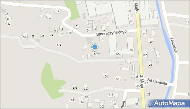 Sułkowice, 1 Maja, 64, mapa Sułkowice