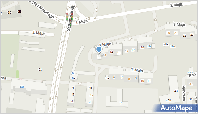 Szczecin, 1 Maja, 12, mapa Szczecina