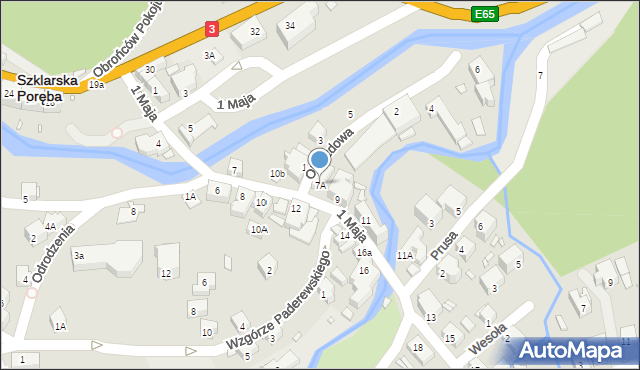 Szklarska Poręba, 1 Maja, 7A, mapa Szklarska Poręba