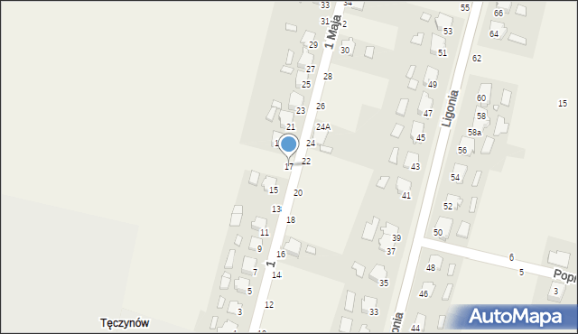 Szymiszów, 1 Maja, 17, mapa Szymiszów