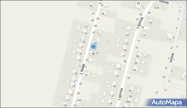 Szymiszów, 1 Maja, 36, mapa Szymiszów