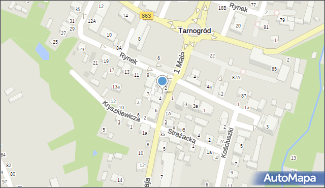 Tarnogród, 1 Maja, 2a, mapa Tarnogród