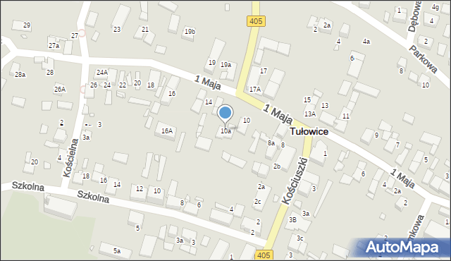 Tułowice, 1 Maja, 10a, mapa Tułowice