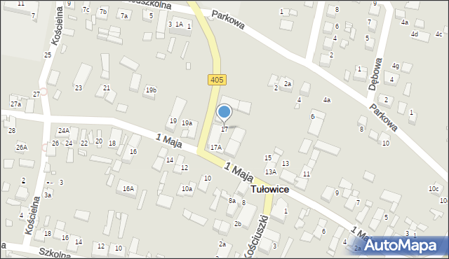 Tułowice, 1 Maja, 17, mapa Tułowice